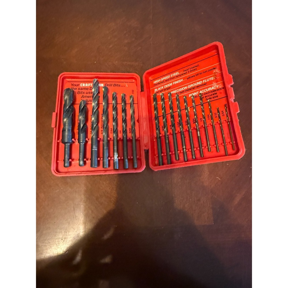 Vintage Craftsman Drill Bit Set‎ High Speed Steel w Case Sears USA